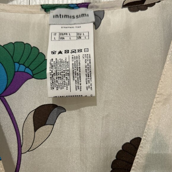 Intimissimi Womens Blouse L Beige Floral Tie Back Silk Empire Waist - Picture 3 of 7